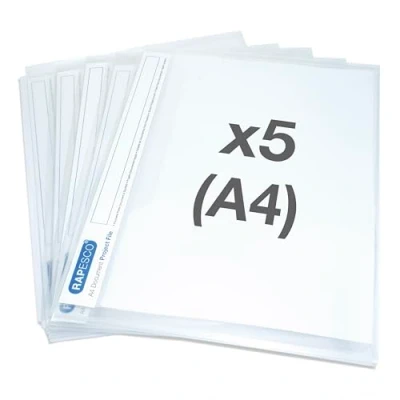 Image de Rapesco 1258 Porte Documents à Soufflet A4, Incolore, Lot de 5