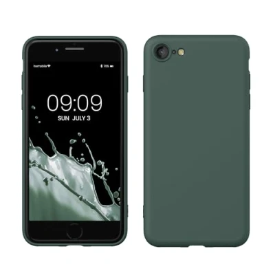 Image de kwmobile Housse Compatible avec Apple iPhone SE (2022) / (2020) 8 7 Coque de téléphone Souple et Fine en TPU Silicone Bleu Vert