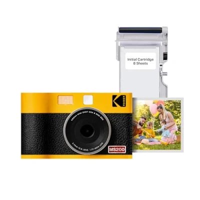 Image de KODAK Mini Shot 2 Era 4PASS in 1 Appareil Photo Instantané et Imprimante Portable (5,3x8,6cm) (Appareil + Paquet avec 68 Feuilles, Jaune)