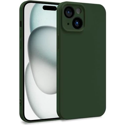 Image de MyGadget Coque Compatible avec Apple iPhone 15 Case TPU Souple &amp; Soft Doublure Microfibre Cover Protection Extra Fine Légère Vert Olive