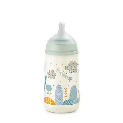 Image de Suavinex, Biberon 270 ml. Avec Tétine Symétrique SX Pro en Silicone à Débit Moyen (M). Valve Anti Colique. Fin Ultra Doux. Pour Bébés, +3 Mois. Dreams Bleu
