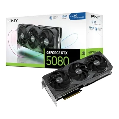 Image de PNY GeForce RTX 5080 Overclocked Triple Fan GPU NVIDIA 16 Go GDDR7 Neuf