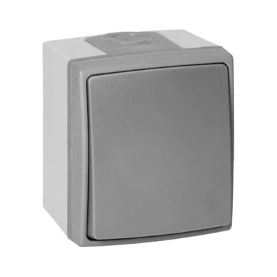 Image de Miratic Interrupteur Unipolaire Etanche Exterieur Eléments d&#039;Etanchéité IP55 en Caoutchouc Montage Saillie Gris Graphite (sans Rétroéclairage)