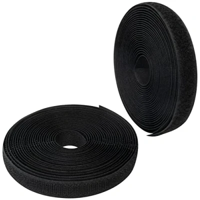 Image de AERZETIX C65868 Bande/rouleau de scratch 16 mm 5 mètre auto agrippant organisateur/serre câbles ruban sac vêtement attache sangle couleur: noir en polyamide et polyester