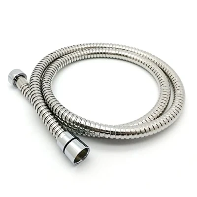 Image de Xcel Home™ tuyau de douche chromé 1,2 m, remplacement en acier inoxydable étanche avec connecteurs solides et insert laiton, à main flexible anti flexion