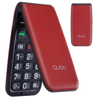 Image de Qubo GSM Téléphone Portable Senior,Telephone Senior,Flip avec Grands Boutons, Volume Élevé, Fonction SOS, écran de 2.4&quot; (Red)