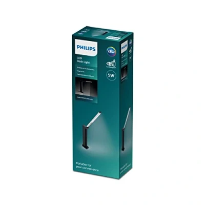 Image de Philips Amber lampe de bureau LED à variation d&#039;intensité progressive, 4000 Kelvin, USB, noire