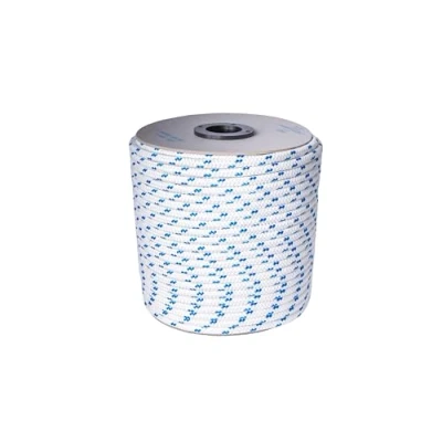 Image de Ancienne Corderia Marra Tresse Nautique 12 mm x 20 m, Blanche avec Motif Bleu