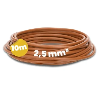 Image de Kalitec Câble de Câblage H07V K 2,5 mm² Marron 10 m Flexible En PVC Toron à fil fin unique monofilaire