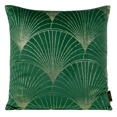 Image de Eurofirany Housse de Coussin élégante en Velours avec Impression 45 x cm Doux Motif éventails Vert foncé