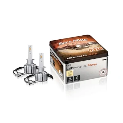 Image de OSRAM LEDriving HL VINTAGE, ≜H1, feux de route/croisement LED, tout terrain uniquement, non ECE, 2700K, boîtier métallique (2 lampes)