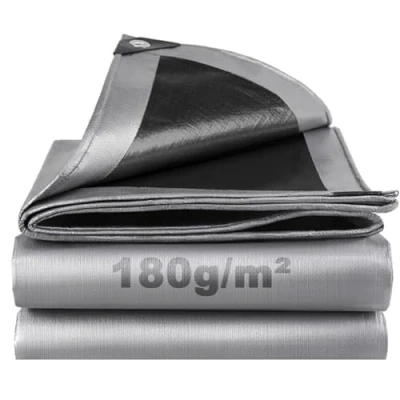 Image de SHANNA Bâche de Protection Exterieur avec Oeillets, 4x6m 180 g/m² PE Voiture Piscine, Imperméable Résistante aux Déchirures UV Intempéries, Multi Usage pour Meubles Jardin, Noir Argenté