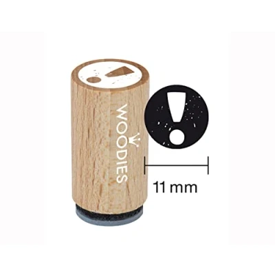Image de Woodies WM0102 Mini Tampon ! Point d&#039;exclamation, Bois, 1,5 x 3 cm
