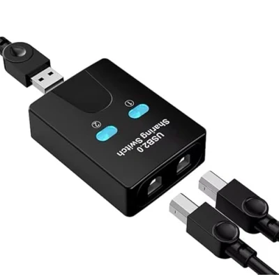 Image de Hub de Partage Imprimante USB 2.0 Répartiteur KVM Commutateur Connexion 2 Entrées 1 Sortie Sélecteur pour Clavier, Souris, Imprimante, Lecteur Cartes
