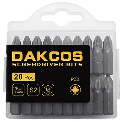 Image de DAKCOS PZ2 Bit, embouts PZ2, assortiment d&#039;embouts en S2 (longueur : 25 mm, 20 pièces)