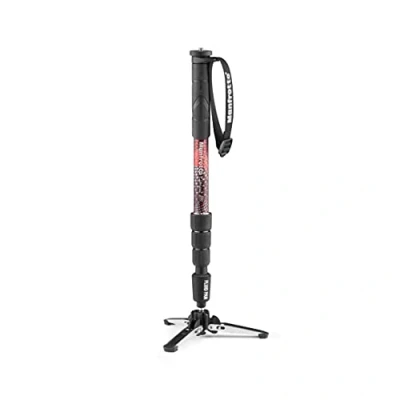 Image de Manfrotto Element MII Monopode Vidéo Fluide en Aluminium, Léger, à 4 Sections, avec Base Pliable et Bagues de Serrage, Charge Max 16 kg, pour Appareils Photo Hybrides Reflex