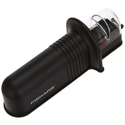 Image de Fiskars Aiguiseur de couteaux Roll Sharp, Pierre à aiguiser en céramique, Plastique, Noir, Essential, 1023811