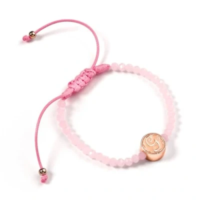 Image de WICKED Glinda Bracelet d&#039;amitié réglable en quartz rose avec initiale G Rose, taille unique, Alliage de zinc : 93 % + 3 cuivre 4 aluminium/quartz, Pas gemme