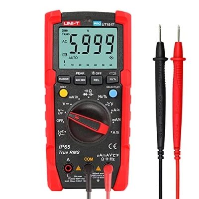 Image de UNI T UT191T Multimètre professionnel avec IP65, 600 V AC/DC, 20 A, 10 Hz 1 MHz, 40 C 400 C/ F 752F