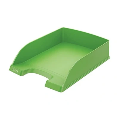 Image de Leitz, Corbeille à courrier Plus, Polystyrène, 100% recyclable, A4, 600 feuilles, Vert clair, lot de 5, 52270250