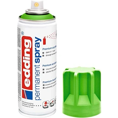 Image de edding 5200 spray permanent vert jaune mat 200 ml peinture acrylique pour peindre ou décorer verre, métal, bois, céramique, plastique, toile en aérosol, 200ml