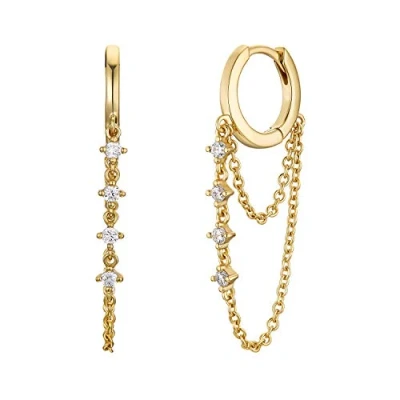 Image de NOELANI Boucles d&#039;oreilles créoles pour femme en argent sterling 925 plaqué or avec zircone synthétique (1,2 cm), or, livrées dans une boîte cadeau, 2031570