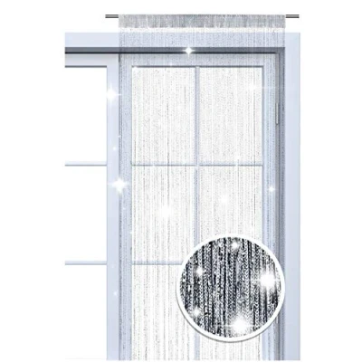 Image de wometo Rideau de Fils Scintillant oekoTex 90x245 cm argenté Brillant écharpe déco Transparente Semi Noël