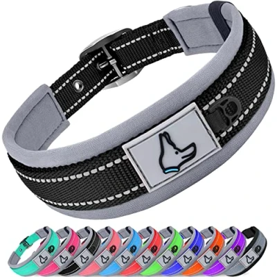Image de Joytale Collier Chien, Réglable Grands pour Chien Rembourré, Bandes Réfléchissant, Noir, L