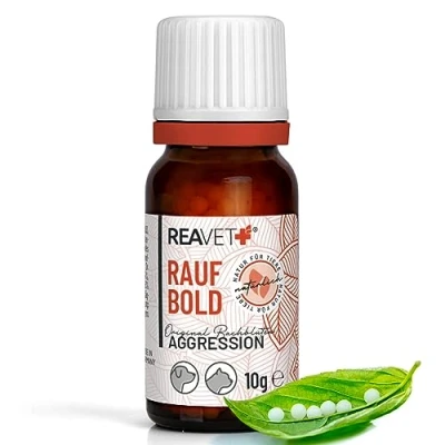 Image de ReaVET Bio Globules de Fleurs Bach pour Chiens et Chats Rauf Bold 10g I l&#039;agressivité Animaux Compagnie mélange Selon Le Dr.