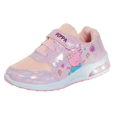 Image de Peppa Pig Baskets lumineuses pour filles Rose Chaussures de sport avec lumières clignotantes, rose/blanc, 28 EU