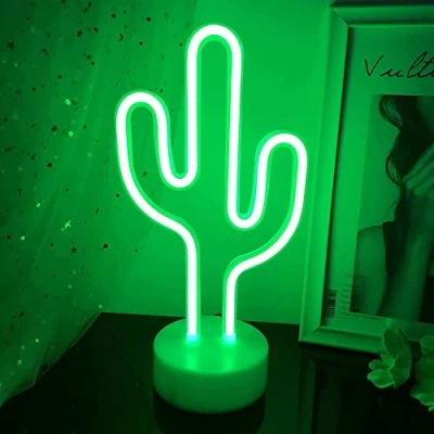 Image de NIWWIN Enseignes lumineuses cactus,Lumière de décoration néon LED,Lumière nuit pour enfants，Belle lumière ambiante, adaptée aux bureaux, tables chevet et comptoirs bar.