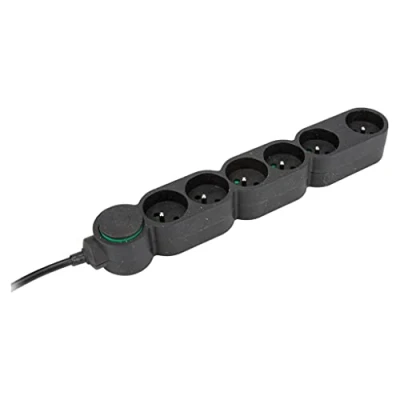 Image de Bloc multiprise écoresponsable 6 prises 2P+T Home Green Noir Zenitech