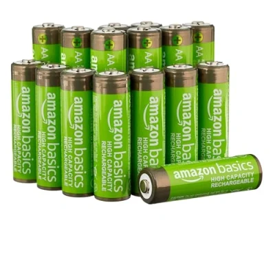 Image de Amazon Basics Piles Rechargeables AA NiMH Haute Capacité, 2400 mAh, pré chargées, Lot de 16