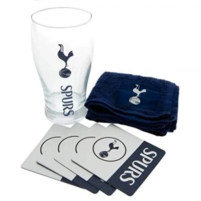 Image de Tottenham Hotspur FC Ensemble de Verre à bière, Serviette et sous Verres (Taille Unique) (Bleu Marine/Blanc)