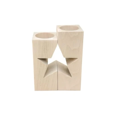 Image de Wooden World Paire de Chandeliers en Bois Forme d&#039;étoile Photophore