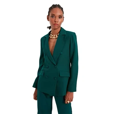 Image de TRENDYOL Button Detaillierte Jacke Veste Blazer, Vert, 44 Femmes