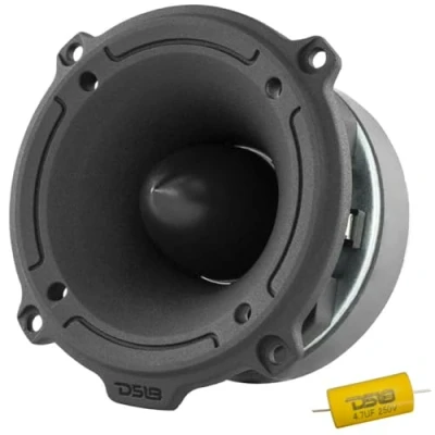 Image de 1 DS18 PRO TW320 Super tweeter Bullet en aluminium Noir avec 250 Watts rms et 500 Max de 10,20 cm diamètre impedance 4 ohms sensibilité 107 DB, pièce + condensateur d&#039;installation