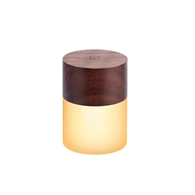 Image de Gingko Design Veilleuse Lemelia RVB à 7 couleurs changeantes, 6 cm de haut, batterie longue durée charge USB, 2 modes d&#039;éclairage, certifié FSC (noyer) (G026)