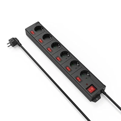 Image de Multiprise HAMA 6 Prises Protection contre surtensions 1,4m Interrupteurs individuels