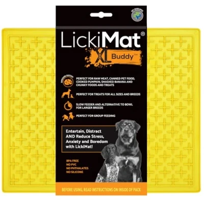 Image de LickiMat Tapis d&#039;alimentation pour chien XL soulager l&#039;ennui et l&#039;anxiété, idéal la nourriture, les friandises, le yaourt ou beurre d&#039;arachide, alternative amusante à une gamelle