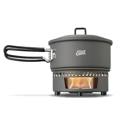 Image de Esbit Set de Cuisson à Combustible Sec Réchaud Camping Outdoor avec Casserole en Aluminium poignées Pliables