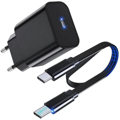 Image de 30W USB C Chargeur Ultra Rapide avec GaN Tech et 1M Câble Plat [10mm Connecteur] pour Doogee V20 V10 S89 S98 S97 Pro S88 Plus/Pro S86 S96 S59 S68 Telephone Portable Incassable