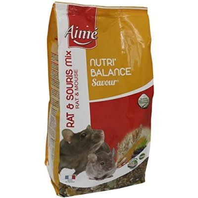 Image de AIME Nourriture pour Rat et Souris, NUTRI&#039;BALANCE SAVOUR MIX, Repas mélange varié vitamines Fibres, 900G Lot de 4