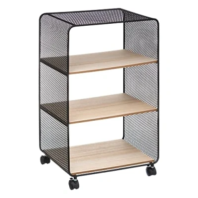 Image de etagere metal / bois 3 cases, noir