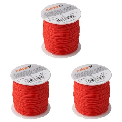 Image de Meister Lot de 3 Cordons maçon Rouges 6305450 Longueur : 100 m Diamètre 1,7 mm Polyéthylène tressé Résistant aux nœuds à la déchirure et Durable sur Bobine/Ligne
