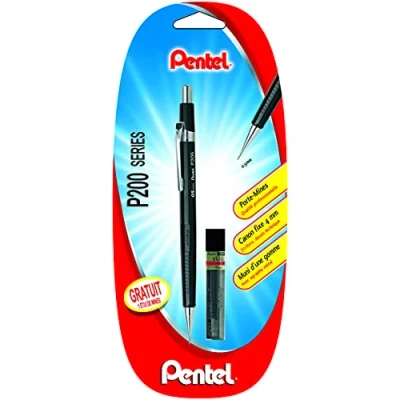 Image de Pentel P205 Porte mines 0,5 mm à canon fixe 4 Corps Noir + 1 étui de offert