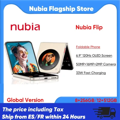 Image de nubia Flip 5G Smartphone débloqué téléphone portable pliable à double écran, caméra AI 50 MP, batterie 4310 mAh, charge rapide 33 W, contrôle une main, Android Snapdragon de poche