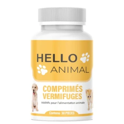 Image de HelloAnimal® Comprimés vermifuges intestinaux Anti vers pour Animaux Effet antiparasitaire Chiens + Chats, Lapins, volaille Avant, Pendant et après infestation Chien &amp; Chat 30 gélules