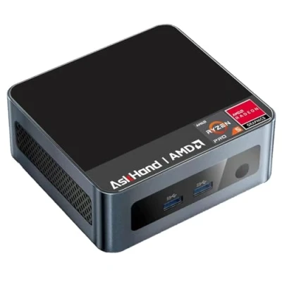 Image de AskHand Mini PC AMD Ryzen 5 5600H(6C/12T, jusqu&#039;à 4,2 GHz), Ordinateur de Bureau 16 Go DDR4 3200M RAM 512 SSD PCIe, Micro Tour 4K UHD Triple écran, Double HDMI, Type C