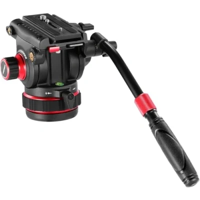 Image de NEEWER Tête Fluide pour Trépied Vidéo Robuste avec Amortissement Panoramique/Inclinaison Réglable en Continu,Plaque Dégagement Rapide,Compatible DJI RS, Poignée Réglable,Base 75mm,GM006